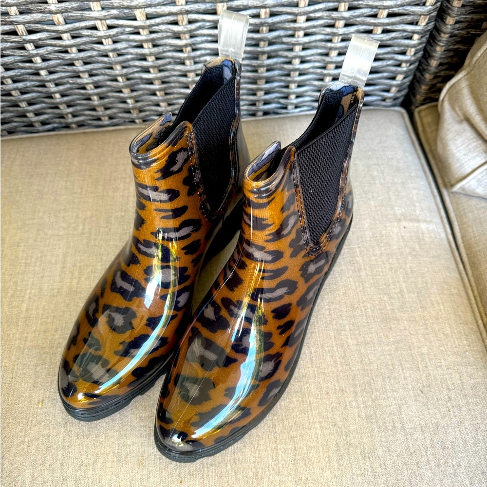 Halifax, Rain Booties, Brown Leopard, Size 10